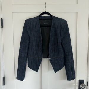 BCBGMaxAzria Otto Cropped Blazer in Navy Tweed, Medium